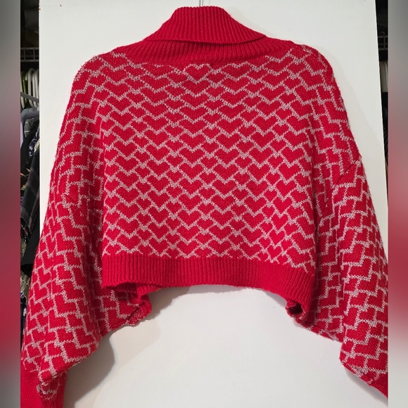 Anthropologie Red Hearts Turtleneck Sweater - Picture 3 of 16